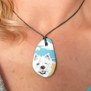 'Westie' pebble pendant